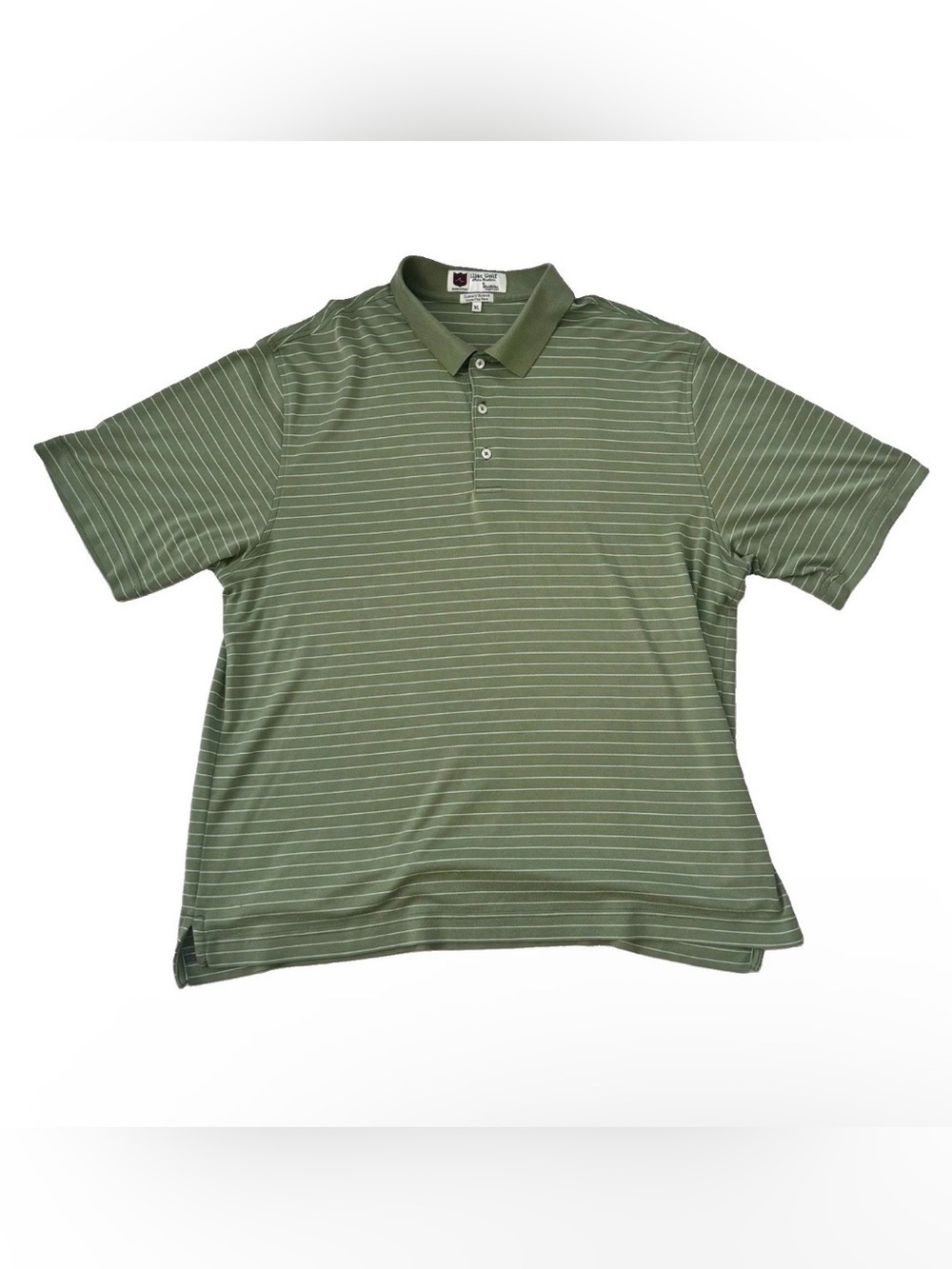 iliac Golf Luxury Hybrid Striped Polo Shirt Men's XL Green White Tennis Gorpcore